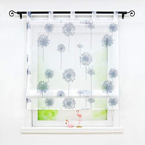 Joyswahl transparentes Raffrollo mit Pusteblume Druck Raffgardine mit Schlaufen »Aleyna« Schals Fenster Gardine BxH 80x140cm 1 Stück