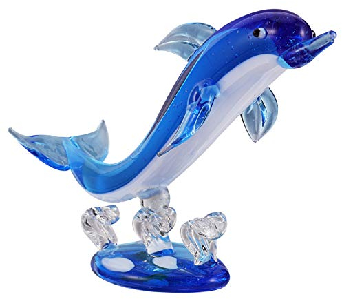 VOSAREA Delphin Figur Statue Kristall Glas Delphin Miniatur Ornament Tierfigur Nautische Meer Strand Deko Figur für Kinder Geburtstag Neujahr Ostern Party Tisch Dekoration