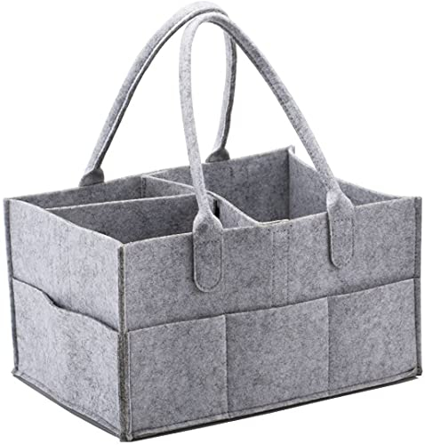 BULZEU Baby Wickeltasche Organizer Multifunktionale Windel Caddy Organizer Filzkorb Wickelkommode Aufbewahrungsbox f¨¹r Kinderzimmer oder Autos (Grau)