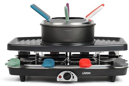 Set à raclette, grill et fondue + 8 poelons + 6 fourchettes - pour 8 personnes DOC233