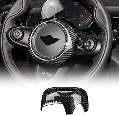 KUNGKIC Kohlefaser Auto-Lenkrad-Airbag Abdeckung Aufkleber Dekorative für Mini Cooper Clubman F55 F56 F57 F60 Countryman 2013 2014 2015 2016 2017 2018 2019 2020 2021 2022 Innenraum Zubehör