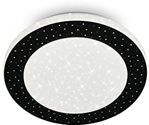 BRILONER - LED Deckenlampe Bad mit Sternenhimmel, indirektes Licht, neutralweiße Lichtfarbe, LED Deckenleuchte, Badlampe, Badezimmerlampe, Küchenlampe, Feuchtraumleuchte, 28x5,5 cm, Schwarz