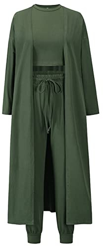 Les umes 3-teiliges Trainingsanzug-Set für Damen Cardigan vorne offen Tanktops Palazzo-Hose Lounge-Set