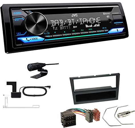 JVC KD-DB922BT 1-DIN Autoradio CD-Receiver Bluetooth DAB+ Digital Radio Einbauset passend für Opel Corsa C 2000-2004 Charcoal