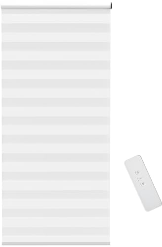 HOMCOM Elektrischer Rollo, Verdunklungsrollo, Fensterrollo mit Fernbedienung, UV-Schutz-Rollo mit USB-Schnittstelle, für Wohnzimmer, Küche, Weiß, 80 x 180cm
