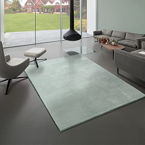 Mia´s Teppiche Bella Kuscheliger Hochflor Langflor Wohnzimmer Fellteppich, Super Soft, Kunstfell, Flauschig, Grün, 140 x 200 cm