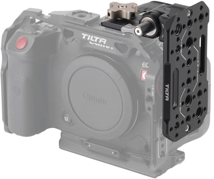 Tilta Verstellbare Zubehör-Montageplatte für DSLR-Kameras, Multifunktions-Käseplatte mit abnehmbarer Nato-Klemme 1/4″-20 und 3/8″-16 Gewinde Nato-Schiene - Schwarz TA-AMP-B