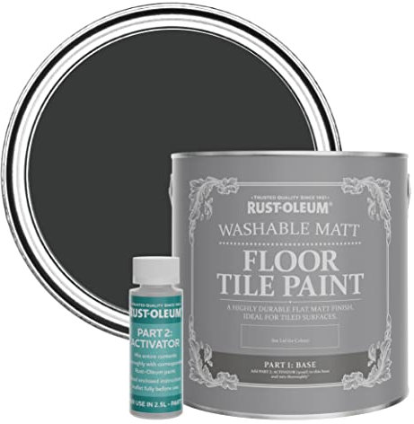 Rust-Oleum Black Washable Matt Floor Tile Paint - Natural Charcoal (Black) 2.5L