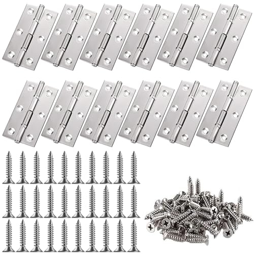 Charniere, 12 Pièces Charnieres, 67 x 42 mm Charnières de Portes, Acier Inoxydable Charniere Porte, Charniere Porte Lourde Convient pour Installation de Portes Fenêtres Armoires et Divers Meubles