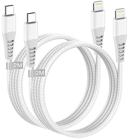 USB C Lightning Kabel 2M 2Pack[MFi-Zertifiziert], USB C iPhone Ladekabel Schnellladekabel iPhone Kabel Nylon Apple Ladekabel 2M für iPhone 14 Pro Max 13 12 Mini 11 XR XS 8 SE