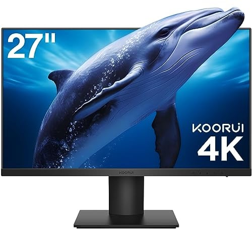 KOORUI 4K Monitor, PC Screen 27 Inch UHD(3840 * 2160), IPS, 60Hz, 2x HDMI 2.0 & DisplayPort 1.4, HDR10, VESA 100 x 100 mm, 90% DCI-P3, Eye Care