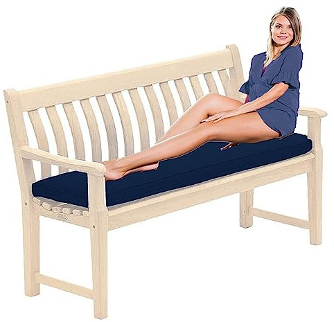 Outdoor Water-Resistant Bench Rattan Cushion Pad for Garden 2/3/4 Seater 108/143/170cm Thick Long Bench Chair Cushions Pad for Swing Patio (2 Seater-108x45x6cm, Navy)