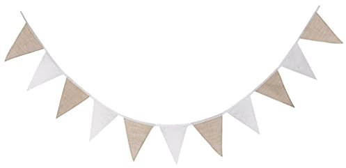 Tiuimk Dreieckige Wimpelkette aus Spitze und Jute, 11 Stück, perfekt für Party- und Hochzeitsdekoration