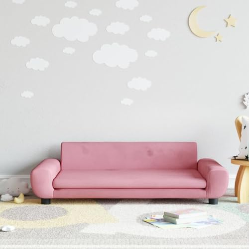 Festnight Kindersofa Rosa Minisofa Kindercouch mit Schlaffunktion Kindersessel Schlafsofa Kinder Sofa Bettfunktion Schlafsessel 100 x 54 x 33 cm Samt für Kinderzimmer Kindermöbel
