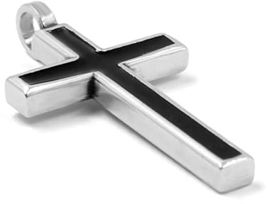 Passo Colgante cruz hombre - Colgante hombre con cruz de plata e interior en color negro azabache - Se envía en una caja de regalo