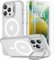 Beeasy für iPhone 15 Pro Max Hülle für MagSafe mit Ständer, Handyhülle mit 2 Stück Schutzfolie für iPhone 15 Pro Max Case Magnetische Stoßfest Schutzhülle Cover, Durchscheinend Matt Weiß