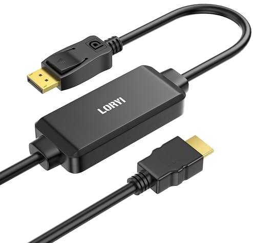 Loryi Cable HDMI a DisplayPort de 6,6 Pies - Unidireccional para Monitor, Compatible con Xbox One/360/PS4/PS5/Mac Mini, PC