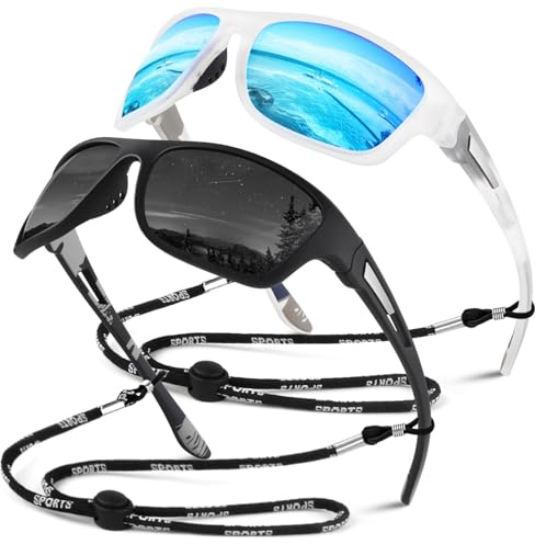 Sunier Polarisiert Sonnenbrille Herren Damen,Sport Brille UV400 Schutz | Anti Glare, Ultraleicht Langlebig Rahmen, Verspiegelt Linse, Fahrradbrille, Angeln, Fahren, Laufbrille, Radfahrbrille