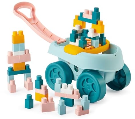 Ecoiffier Jouets 7925 - Chariot 40 pièces - Jeu de Construction pour Enfants - Jeu de Briques - Dès 18 Mois - Fabriqué en France