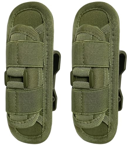 MUCHER 2 Pack Taktische Taschenlampe Holster Tasche 360 Grad Drehbarem Molle Taschenlampe Tasche Klein Taschenlampenhalter Gürtelhalterung Tasche für Outdoor Wandern Jagdcamping Training (Grün)