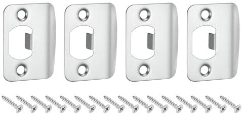 sourcing map 4Pcs Door Strike Plate, 57mm x 45mm Stainless Steel Latch Deadbolt Replacement Lock Strike Plates for Door Frame Door Jamb Reinforcement, Silver