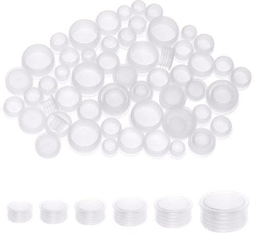 60PCS 6 Size Salt and Pepper Stoppers Plugs, Plastic Stoppers for Salt and Pepper Shaker & Reusable Round End Caps for Bottles with Diameters 11/13/15/17/19/24mm, Salt & Pepper Shaker Plugs Stopper's