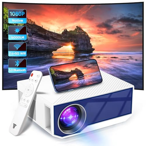 proiettore con wifi e bluetooth, nativo 1080P bluetooth proector per ios android-blue 1-vine