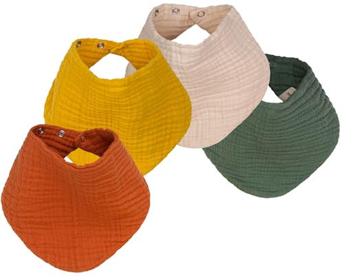 Lätzchen Baby Musselin (super soft) Bio Baumwolle (GOTS & OEKO TEX 100) | Großes Baby Lätzchen Mädchen Junge, Sabberlätzchen Neugeborene - 4 Jahre Kinder | Halstuch Baby Dreieckstuch (Herbst)