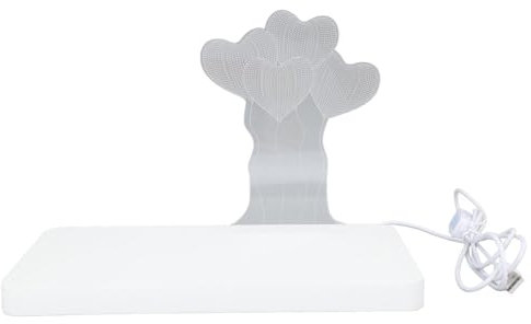 Natudeco 3D-LED-Nachtlichter in Herzform, Innenlampen, Dekoration, Nachtlicht, Lampen, Hochzeitsschild, Valentinstag-Dekoration für Nachttisch, Tischplatte (Weiß)