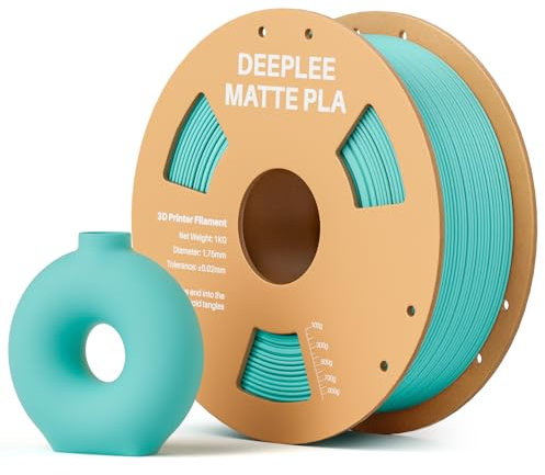 DEEPLEE Matte PLA Filament 1.75mm 3D Drucker Filament, Maßgenauigkeit +/- 0.02mm, für die meisten FDM 3D Drucker, Blaugrün 1KG