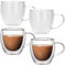 BAIFULAI Lot de 4 verres à latte macchiato de 250 ml avec anse - Verres à cappuccino - Double paroi - Pour cappuccino, latte, thé, lait, bière