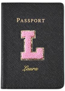 KWCLTH Portapassaporto da viaggio in pelle Lettere Nome personalizzato Passaporto Cover Trasportare gli accessori per i bagagli