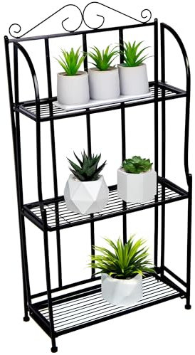 Annastore Blumenregal aus Eisen Blumentreppe Pflanzenständer aus Metall Pflanzentreppe Pflanzenregal Größe 3-Ebenen (50 x 21 x 98 cm) (B/T/H)