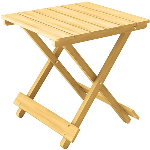 Outsunny Klappbarer Gartentisch aus Fichtenholz, Outdoor-Tisch mit Lattenrost für Wohnzimmer, Balkon und Terrasse, 40x43x40 cm, Naturholz