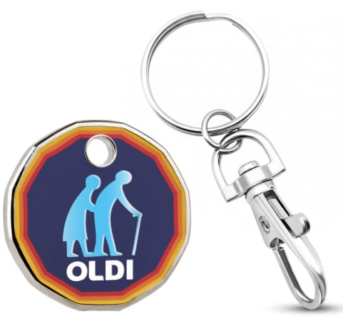 SC Products Oldi Trolley Token Novelty Gifts for Men Funny Gifts for Women | Old Lady Funny Keyring Rude Stocking Fillers Women | Older Woman Joke Presents Elderly Man Gag Gift | Womens Stocking Filler