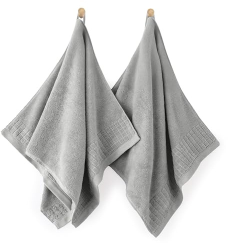 ZWOLTEX - Handtuch Satz Paulo, 2 Stück Satz 50x100 cm, Towels Set 100% Baumwolle, Sauna Handtuch Sets, Handtücher, Badehandtuch, Hantücherset, Strandhandtuch, Badehandtuch - Hellgrau