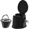 Lightweight and Portable 5L Camping Toilet with Seat, Lid, Handles Washable Basket and Roll Holder Compact Potty Loo Waste for Indoor and Outdoor Loo Caravan Picnic Pool Party and Festivals Black