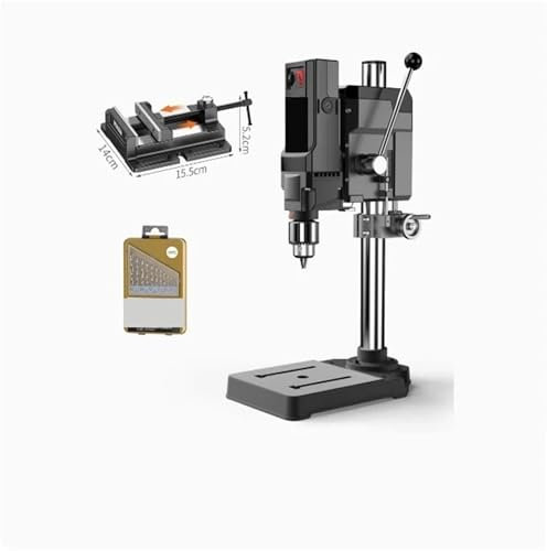 Mini trapano a colonna da banco, fresatrice di precisione, utensile multifunzione for perline, trapano portatile(1050W with vise)