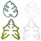 4 supporti per piante a forma di foglia di Monstera, supporto a forma di foglia, accessori per la crescita delle piante, per uso interno ed esterno (verde + bianco, A+B)