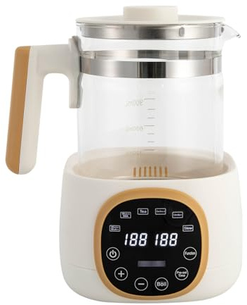 Flaschenwärmer Baby, 1.3L Edelstahl-Wasserkocher mit Temperaturanzeige, Thermostatfunktion 72h, LED-Nachtlicht, Anti-Trockenlaufschutz, Weiß
