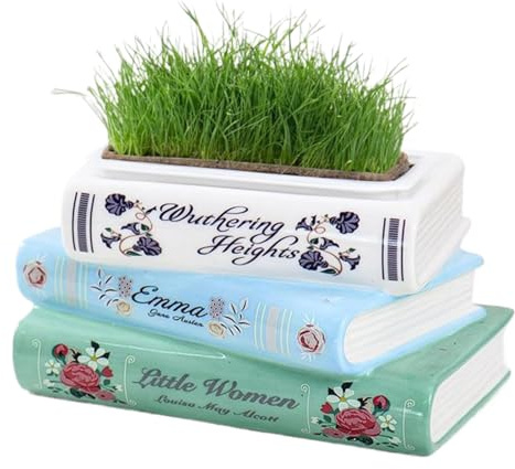 Book-Inspired Ceramic Flower Holder – Novelty Vase For Blossoms | Steel Mill & Co Compact Literature-Themed Decorative Ceramic Pot For Interior Styling, Bookshelf Accent | Petite Tome-Shaped Ornamenta