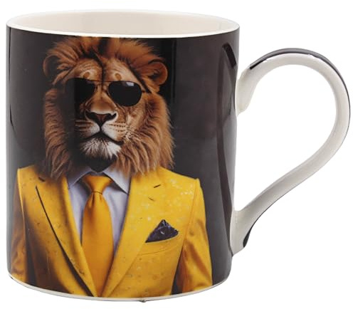 Lesser & Pavey Urban Art Lion Bling Mug | Hot & Cold Drinks, Fine China, Home & Office, Comfortable, Easy-To-Hold