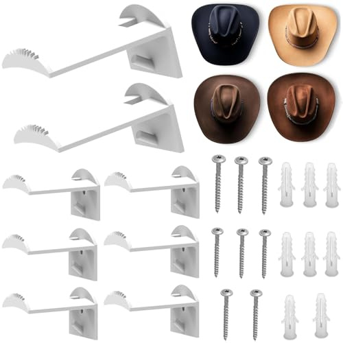 ZeBetter-HSC Hut Halterung Wand Cowboy, 8 Stück Hut Rack für Cowboyhüte, Makramee-Hutaufhänger, Cowboy Huthalter Cap Ständer, Selbstklebende Hut-Haken von Hüten, Handtüchern, Taschen, Schals (Weiß)