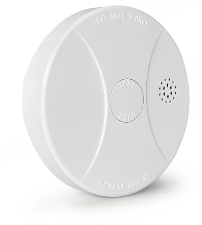 Smoke Alarm, 9V Replaceable Battery Test &Silence Button Easy Installation | UKCA & BS‑EN 14604 Certified Low Battery Chirp Warning Ideal for Landlords, Homes, Caravans & Holiday Homes