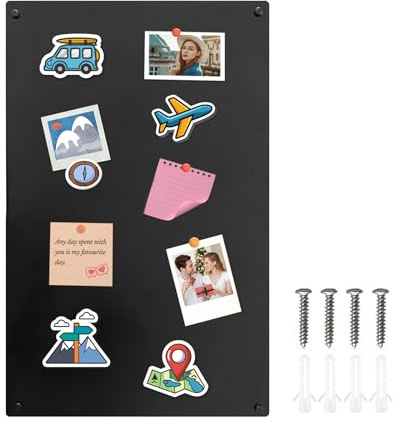 Btstil Magnettafel Schwarz 80x50cm, Metall Große Magnetwand, Pinnwand Magnetisch Magnetboard für Küche, Büro, Kinderzimmer zur Unterbringung von Touristenmagnete Notizen und Fotos (Neutral)