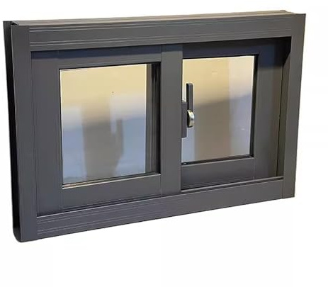Kellerfenster, Horizontale Aluminium-Schiebefenster mit Sicherheitsglas und Insektenschutzgitter, für Schuppen, Badezimmer, Keller und Hühnerställe(100x100cm)