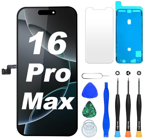 DIGI4U Écran pour iPhone 16 Pro Max LCD, 6,9 Pouces True Tone Display Face ID Écran Tactile 3D de Remplacement pour iPhone 16 Pro Max LCD avec kit de réparation