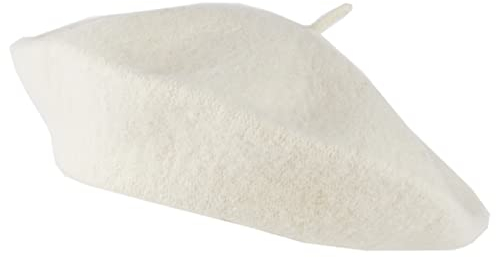 Hat To Socks Einfarbige Baskenmütze aus Wollgemisch für Damen und Herren (Weiß)