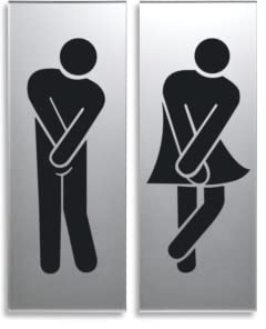 1 Paar lustige Toilettenschilder - Kloschild - 1x Damen & 1x Herren - Hochwertiges Acryl - superstarke 3M Klebefläche - Jeweils 16x6x0,3 cm - WC Schild lustig - WC Schilder lustig