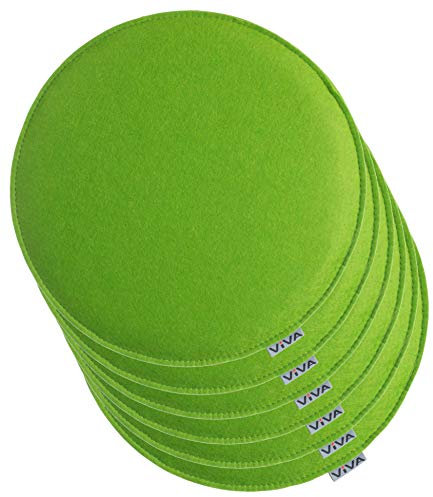 Brandsseller 6er Set Sitzkissen aus Filz Ø 35x2 cm – Robuste Stuhlauflagen für innen und außen, rundes Sitzpolster, strapazierfähiges Kissen für Stühle – Grün